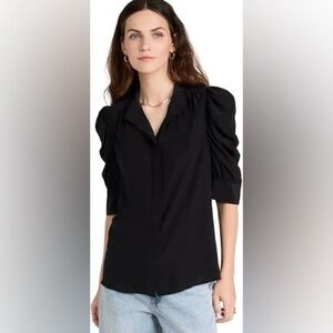 FRAME Gillian Puffed Shoulder Blouse 100% Silk XL